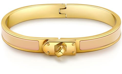 Gold Armband Damen Gold Armreif Armbänder Armband Dupes Wasserfester Schmuck Goldenes 17CM Edelstahl Armbänder Geschenk für Frauen,Taupe