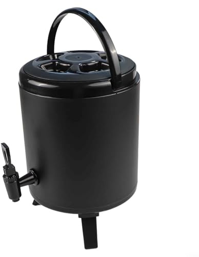 Pumixiy Doppelwandiger isolierter Getränkespender mit großem Fassungsvermögen und Harzhahn für Outdoor, Camping, Reisen, Picknick, kalte heiße Getränke, mehrere Größen (10 l, schwarz)