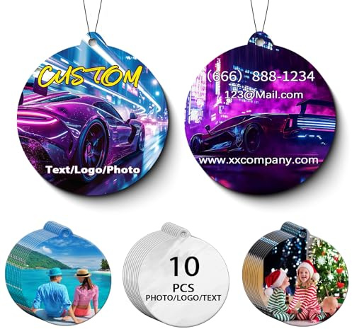 10-1000Pcs Custom Logo Air Fresheners for Car Bulk, Personalised Car Air Fresheners with Photo Text Logo, Customized Gifts for Branding Business Events Promotions Christmas Gifts (Round)