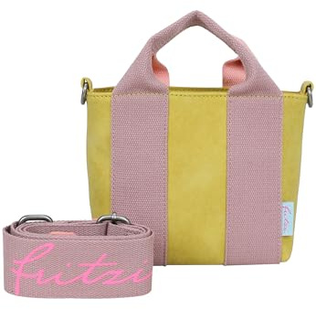 Fritzi Bini Umhängetasche Kunstleder Damen Crossbody Handtasche Festival City vegan verstellbarer Webbing-Gurt 15,5 x 20 x 7 cm – Schwarz, Grün, Pink, Beige, Gelb