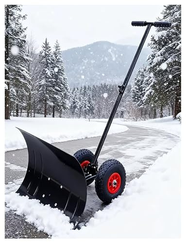 Pala da neve con ruote for, spazzaneve personale con ruote, angolo di spazzamento regolabile, pala da spazzaneve a stelo singolo(75x35cm/29.5x13.7in)