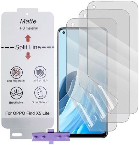 SLBESTLUC 3 Pièces Film Hydrogel Mat pour OPPO Find X5 Lite, TPU Film de Protection d'écran Flexible, Antireflets, Anti-empreinte digitale (Pas de Verre Trempé)