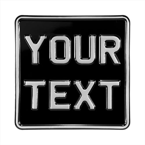 6.5 x 6.5 Inch Novelty Kids Motorcycle Number Plate – Black & Silver Pressed Metal Sign – Mini Bike/Scooter Plate for Vespa & Kids Motorcycles / 163x163