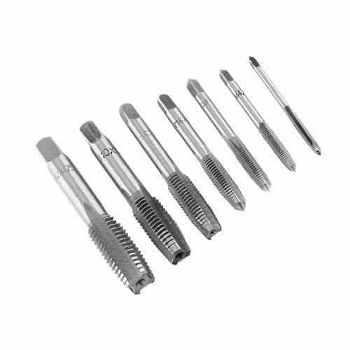 Hyuduo 7Pcs Thread Tap Set Bearing Steel M3 to M10 Taps for Repairing Damaged Threads Creating Screw Threads on Wood Plastic Aluminum