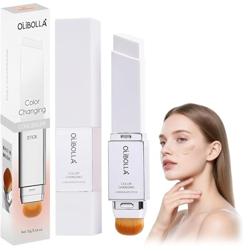Color Changing Foundation Stick, 2 in1 Korean Foundation Make Up, Farbwechselndes Foundation Stick mit Bürste, Feuchtigkeitsspendende Waterproof für Alle Hauttypen(Natural)