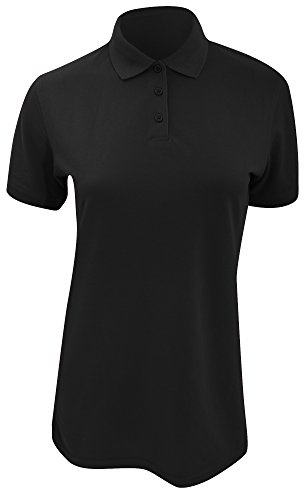 Kustom Kit Ladies Klassic Superwash Short Sleeve Polo Shirt (12) (Black)