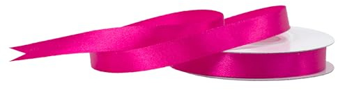 Satinband 12mm x 25m Rolle - FARBAUSWAHL in 3/6/12/18/25/38/50/75/100mm - farbecht & waschbar - Schleifenband für Hochzeit - Geschenkband zum Verpacken Dekorieren Basteln - Fuchsia 183D