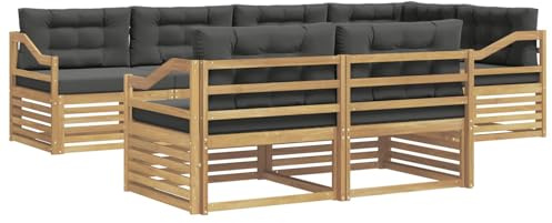 vidaXL Outdoor-Sofagarnitur 7 pcs Weiß und Anthrazit Polyester, Garten Sofa, modernes Wohnzimmer, Robustes Möbel, Terrasse, Bequeme Lounge-Ecke