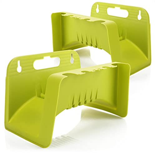com-four® 2X Gartenschlauch-Halterung - Schlauchhalter für Garten, Keller und Schuppen - Wandhalterung für den Gartenschlauch (2 Stück - grün)