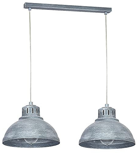 Licht-Erlebnisse Pendelleuchte Beton Optik 2-flammig Grau E27 Industrial Design Hängelampe Esstisch Esszimmer Küche Beleuchtung