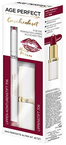 L'Oréal Paris Age Perfect Helen Mirrens Lip Set Lipstick and Lip Liner in No. 706 Perfect Burgundy, Intensive Care and Shine in Rich Berry Tone