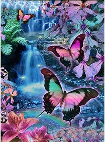 5D Diamond Painting Diamant Malerei Painting Bilder, Wowdecor Bunt Schmetterling Blumen Wasserfall Tiere Full Set Groß DIY Diamant Gemälde Malen Nach Zahlen