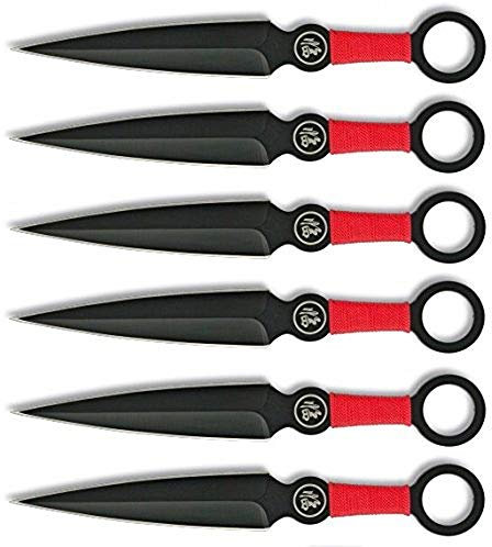 KS-11 riesen 6er Set Wurfmesser Asian Edition inklusive Holster, schwarz - Outdoor - Camping - Tanto - schnelles Werfen - Throwing Knife - Freizeitmesser - Ninja Edition