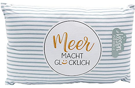 Dekohelden24 Meer Macht Glücklich Kissen, mit Bezug aus 100% Baumwolle, L/B/H: 40 x 13 x 23 cm.