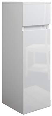 Mama Store Atena Semi-Colonne Suspendue avec 1 tiroir et 1 Porte avec Ouverture à Droite, Laminé, Blanc Brillant Laqué L. 31 X P. 34 X H. 79 Cm