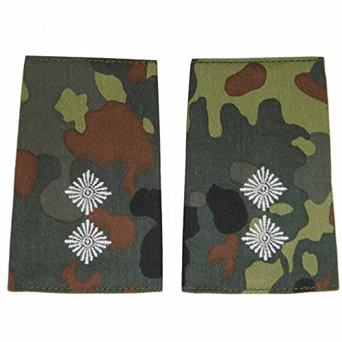 baum-m gmbh Rangschlaufen für Schulterklappen für die Deutsche Bundeswehr flecktarn mit weißem Stick Oberleutnant
