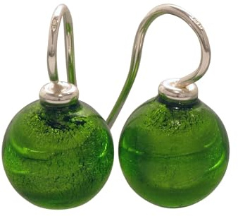pendientes verde hierba cristal de Murano