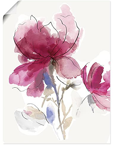 ARTLAND Wanddeko Poster & Kunstdrucke Wandposter 70x100 cm Hochformat Gemälde Blumenbilder Blüten Modern Abstrakt Pink Rosa U2RK