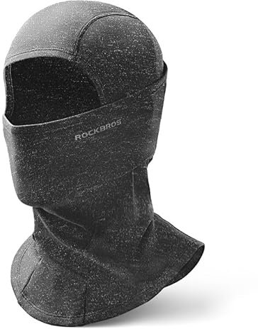 ROCKBROS Sturmhaube Herbst/Winter Thermo Balaclava für Outdoorsports Radfahren Skifahren Snowboard Reflektierend Winddicht Anti-Staub Atmungsaktiv Einheitsgröße für Damen Herren Dunkelgrau