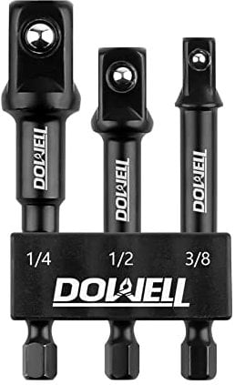 DOWELL Set di adattatori per bussole di grado a impatto, con supporto da 1/4, 3/8, 1/2, prolunga per punte da trapano a avvitatore ad alta velocità (3, 3 pollici)