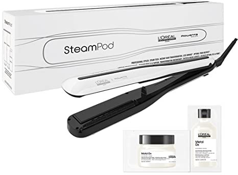 L'Oréal Professionnel SteamPod 3| Plancha alisadora de vapor para alisar y rizar con champú y máscara para probar