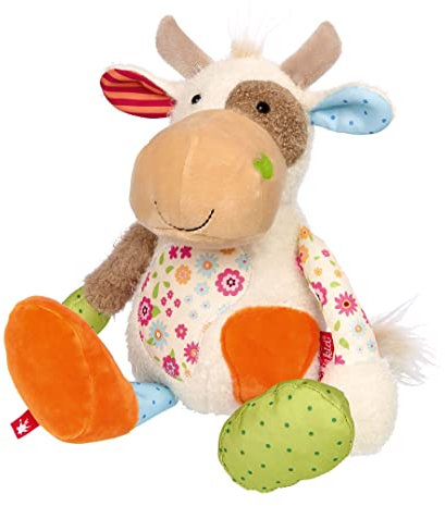 SIGIKID 42839 Stofftier Kuh Patchwork Sweety Kuscheltier zum Spielen & Schmusen aus weichem Materialmix für Babys und Kinder, Jungen und Mädchen von 0 Monaten bis 8 Jahren Mehrfarbig/Kuh 30 cm