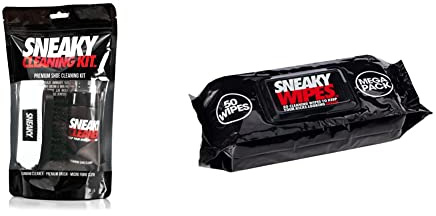 SNEAKY Unisex Sbclk Cleaning Kit, Black, One Size UK & Men's (50pack) Shoe Wipes 50pack, White, One Size UK