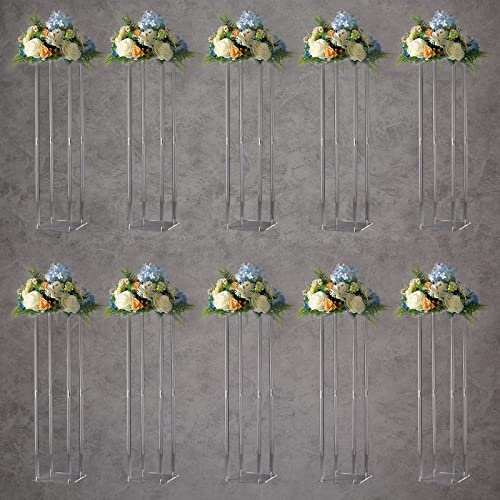 YALLOVE Set von 10, 80CM hohen Acryl Blumen Stand Clear Sockel für Hochzeit Event Party Requisiten, klare Vasen, Home Decor