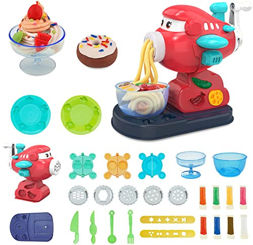 Linsey Knete Zubehör Set, Knete Zubehör Creation Frühstück Burger & Pasta Plastilin Werkzeuge Extruder,Küchenkreation Lernspielzeug für Jungen Mädchen (Flugzeug)