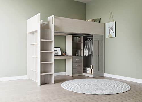 Seconique Jupiter 3' Single High Sleeper Bed in White/Grey