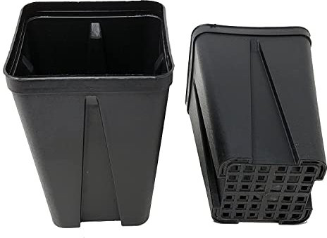 GREEN24 10 Stck. Vierecktopf 9 x 9 x 13 cm - Profi Spezialtopf für die Anzucht von Tiefwurzlern, extra robust | Pflanztopf Blumentopf Vierkant-Topf (10 Stück)