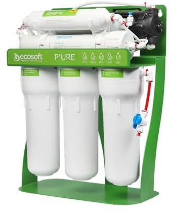 Ecosoft Pure Balance con bomba y bastidor | descalcificador doméstico para agua dura | control inteligente | ahorro de sal y agua | ideal para viviendas unifamiliares