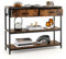 GOPLUS Table Console Industrielle avec 2 Tiroirs Amovibles et Pliables, Cadre Métallique, Anti-Basculement, Table d'Entrée à 3 Niveaux pour Salon, Couloir, Chambre,100X30X80 CM, Marron Rustique