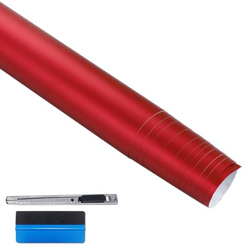 NewL Premium Satin Matt Chrom Ice Metallic Vinyl Folie Auto Folie Aufkleber Luftblasenfrei DIY Motorrad Handy Aufkleber Zubehör (Rot, 50 cm x 150 cm)