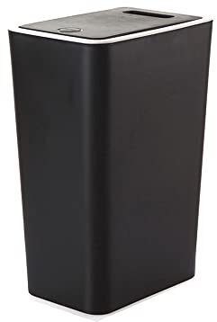 Push-Lid Küche Mülleimer 8 Liter mit Deckel Kunststoff (PP recycelt) BPA-frei für Wohnzimmer WC Müll Büro Papierkorb Schwarz