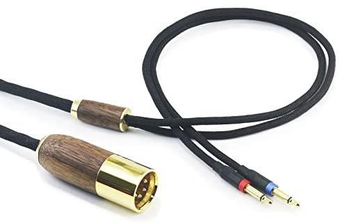 Câble équilibré XLR 4 broches XLR mâle 6N OCC en cuivre argenté 4 broches compatible avec Denon AH-D7200 AH-D7100 AH-D9200 AH-D5200 AH-D5200 pour casque Focal Elear Boîtier en bois de noyer 3 m