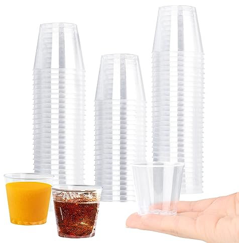 MXTIMWAN 50 Stück Schnapsgläser Plastik, 30ml/3cl Plastikbecher, Shotgläser Becher Plastik aus PS Material, Shot Becher für Geburtstage Verkostung