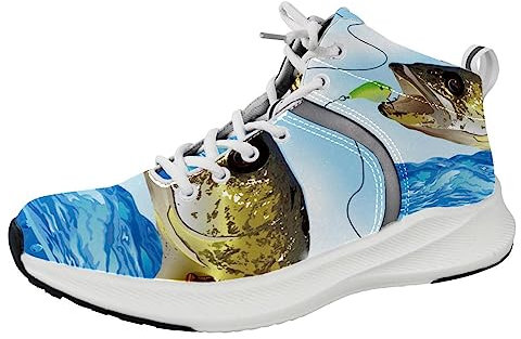Walleye Fish Take The Bait Herrenschuhe, athletische Laufschuhe, leichte Sneaker, Walking-Fitnessstudio-Schuhe, Mehrfarbig, 6 US