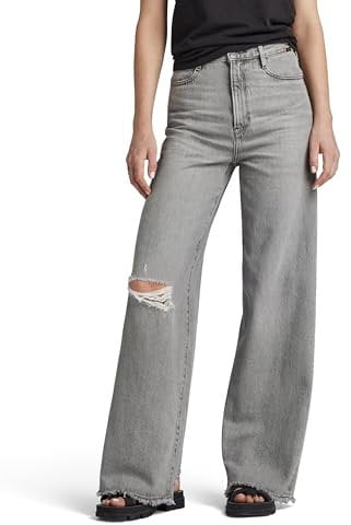 G-Star RAW Damen Deck 2.0 High Loose Jeans, Grau (Faded Ripped aerosol D23591-D490-G669), 28W / 28L