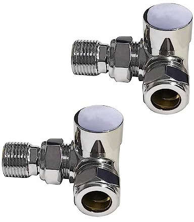 NRG Chrome Towel Rail Corner lockshield Radiator Valve 1 Pair
