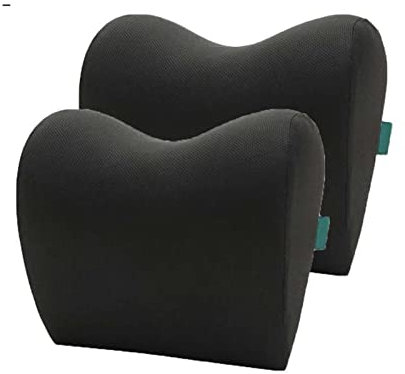 Samnuerly 2 Stück / 1 Stück Auto-Kopfstütze, Nackenkissen, kompatibel mit Sitz, Stuhl im Auto, Memory-Schaum, Baumwollkissen, Stoffbezug, weiche Kopfstütze, Reiseunterstützung (Farbe: Schwarz, 2 Stüc