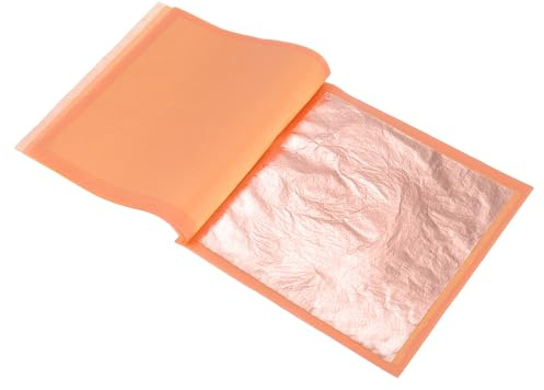PATIKIL Gold Flakes, 25 Blatt Goldharzfolie, Metallische Nagelflocken aus Imitationsgold für Bastelarbeiten, Malerei, Schmuckherstellung, Harz, Roségold