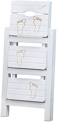 SZITW Leitern, Trittleiter, 3-stufiger klappbarer Tritthocker mit Griff, tragbar, leicht, für Treppen, Trittleiter, Stuhl, 140 kg Kapazität, für Bibliothek/Küche/Büro/Weiß