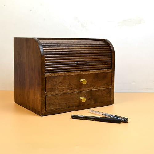 NITTAI Wood Pen Box, Top Ink Bottle Storage, 20 Pen Organizer Box, Luxury Fountain Pen Storage Box, for Shop or Home, Two Level Display Case with Drawer
