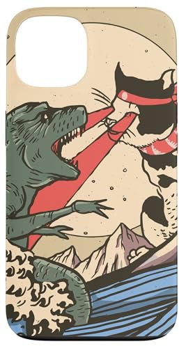 Kaiju Monster vs Cat Laser Eye Fight Great Wave Japanisch Hülle für iPhone 13