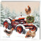 Weihnachtskarten für Wohltätigkeitsorganisationen, Traktor und Hühner, künstlerisches Design, verschneit, spezielles Finish, umweltfreundlich, 6 Stück