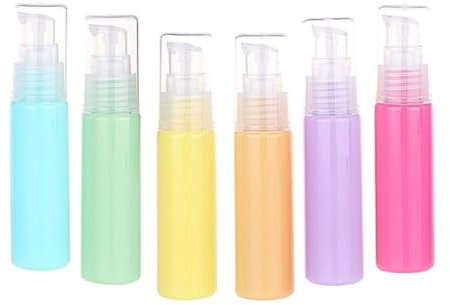 OHEETU 6Pcs 30ml Macaron Color Lotion Pump Bottle Empty Refillable Makeup Toiletries Liquid Container Dispenser Portable Travel Cosmetic Bottles Jar Pot for Emulsion Body Wash Shampoo
