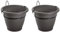 Acan Tradineur Lot de 2 pots de fleurs ronds en plastique avec support mural, pot suspendu, récipient, plantes, fleurs, balcon, véranda, maison, fabriqué en Espagne Anthracite Ø 25 cm