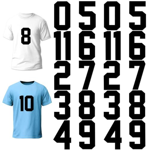 22 Pieces Iron on Numbers, Heat Transfer Numbers 0 to 9 Football Iron on Decals Custom Iron on Transfers 8 Inch Soft Iron on Numbers Patches for Jersey Pants Hats T Shirts Team Uniform Clothes, Black