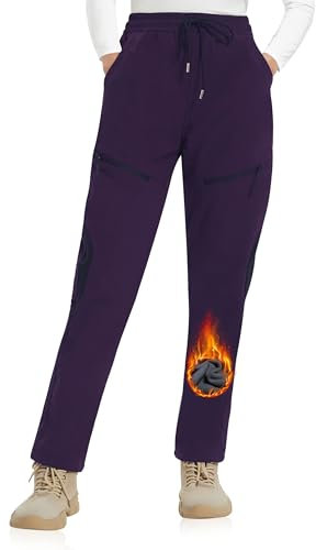 ATLASLAVA Skihose Damen Fleece Gefüttert Wasserdicht Softshellhose Wanderhose Winterhose Outdoor Hosen Winter